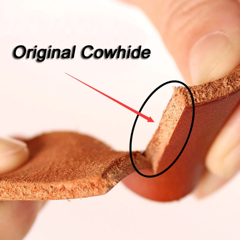 Close-up of original cowhide showing soft texture and quality craftsmanship for durable belts.