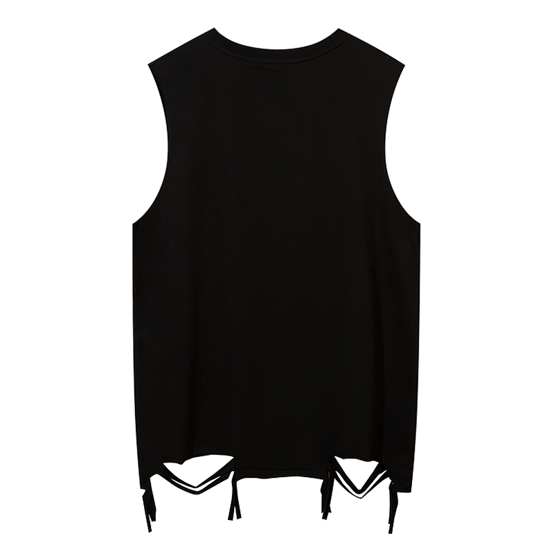 Original Design Cotton Men's Tank Tops with Chain / Casual Hole Sleeveless T-Shirt