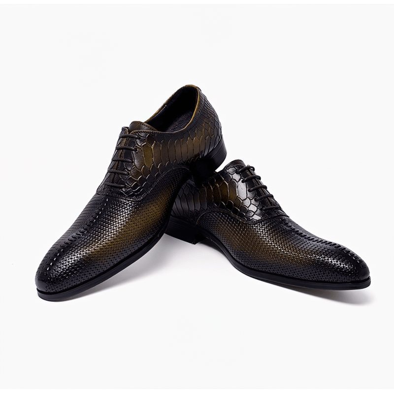 Men's luxury lace-up leather Oxford shoes with a unique texture and original design, perfect for casual and formal outfits.