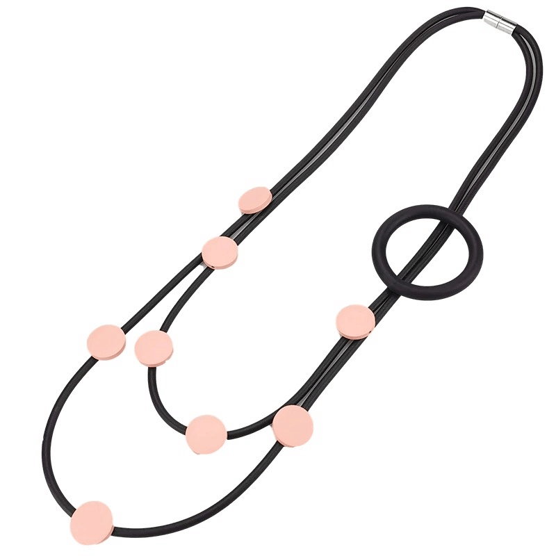 Stylish original design rubber necklace in gothic style with ethnic accents, perfect accessory for women.