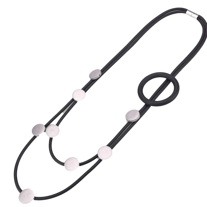 Stylish original gothic rubber necklace with ethnic design and unique round and bead details for women.
