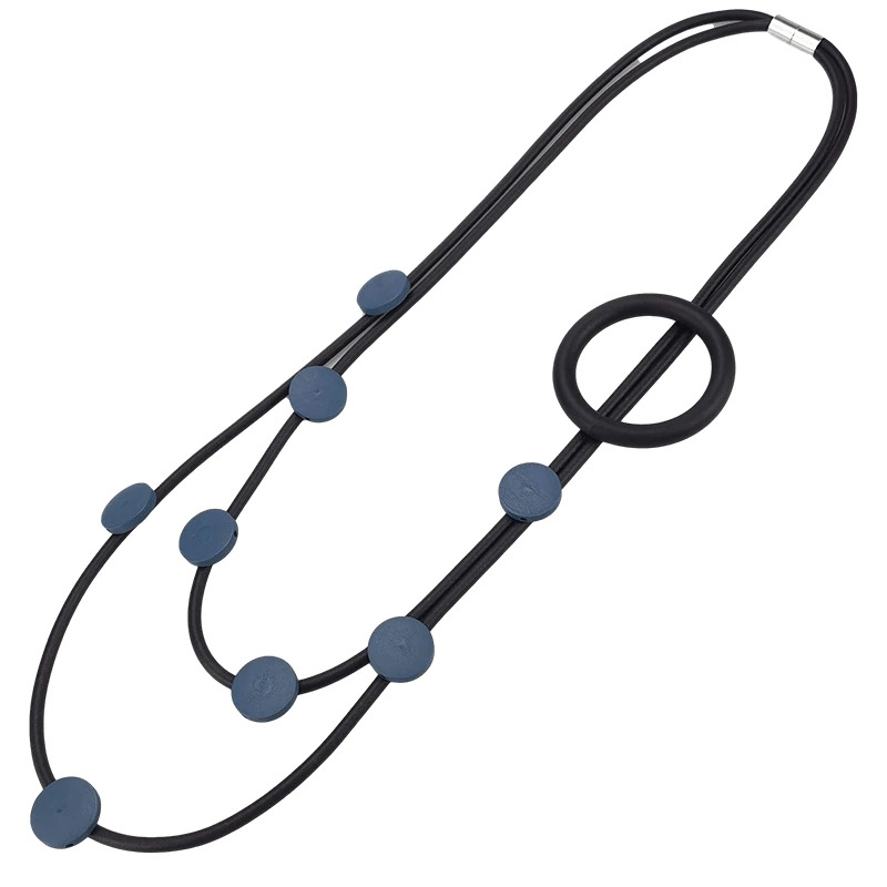 Stylish gothic ethnic rubber necklace with blue accents, perfect accessory for women to elevate any outfit.