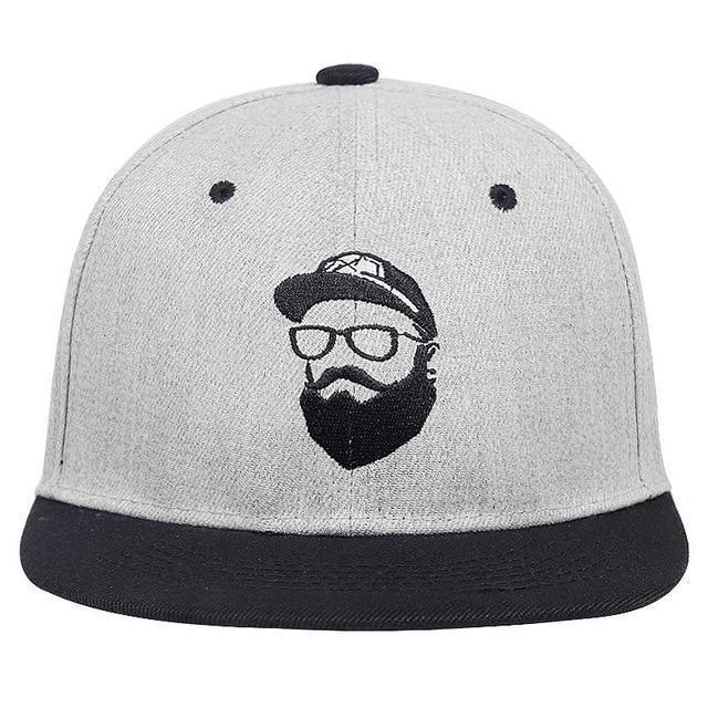 Rock style cap with bearded man embroidery, perfect for casual occasions and music festivals. Unisex and stylish!