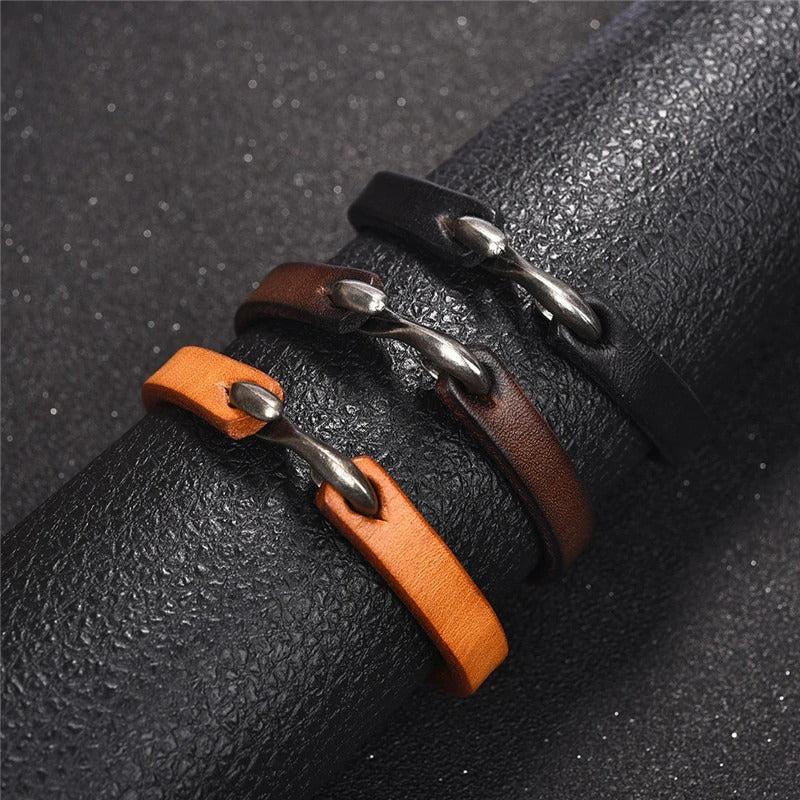 Original Style Bracelets for Men and Women / Vintage Black/Brown Genuine Leather Bracelet - HARD'N'HEAVY