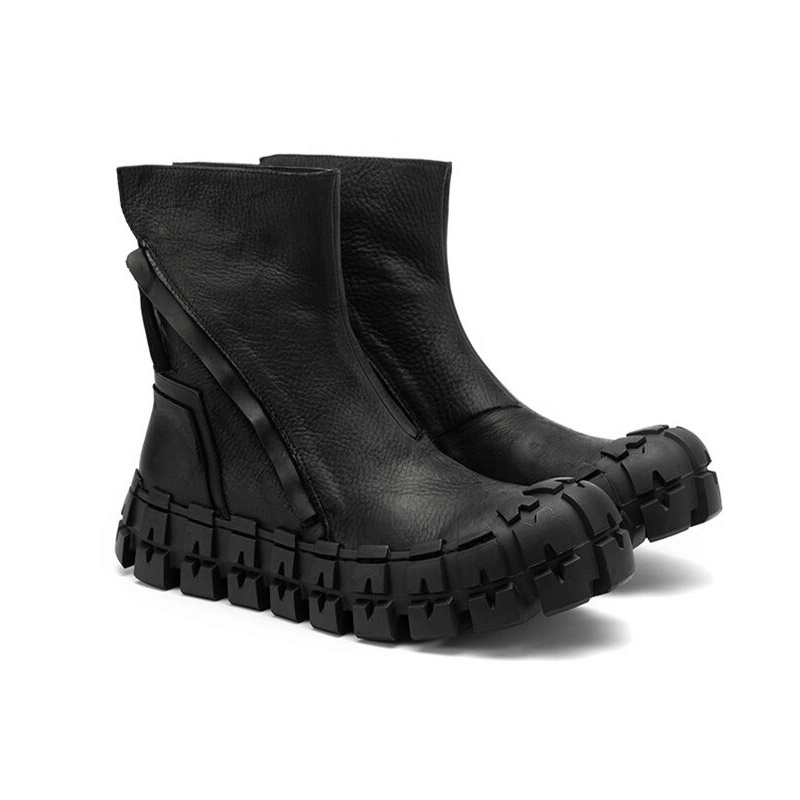 Original thick-soled ankle boots with zipper sides, perfect for motorcycle and punk style fashion.