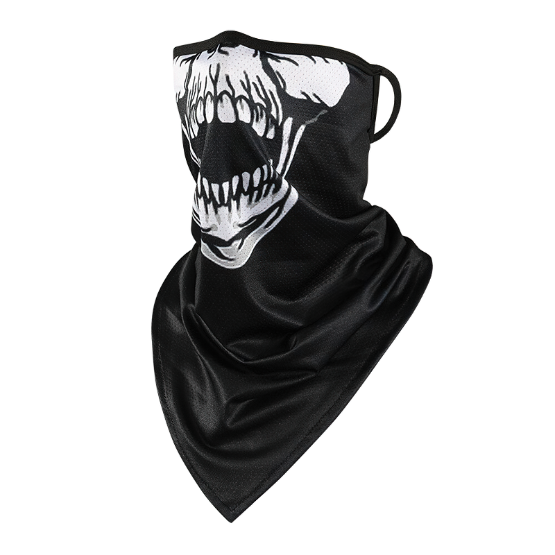 Outdoor scarf mask featuring a skull print, perfect for biking and outdoor activities for men and women.