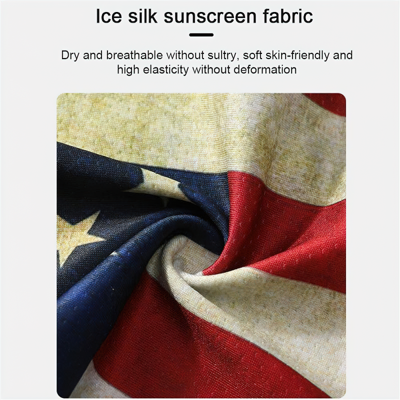 Close-up of ice silk sunscreen fabric, breathable and soft, featuring a vibrant print for stylish outdoor protection.