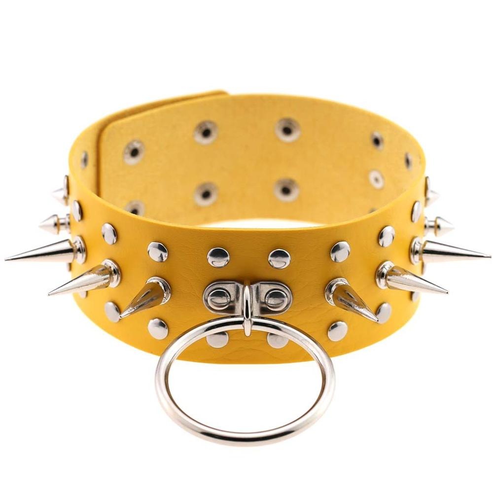 Oversized  Spike Choker / Gothic Collar Statement Necklace / Pu Leather Cosplay Bondage Chocker - HARD'N'HEAVY