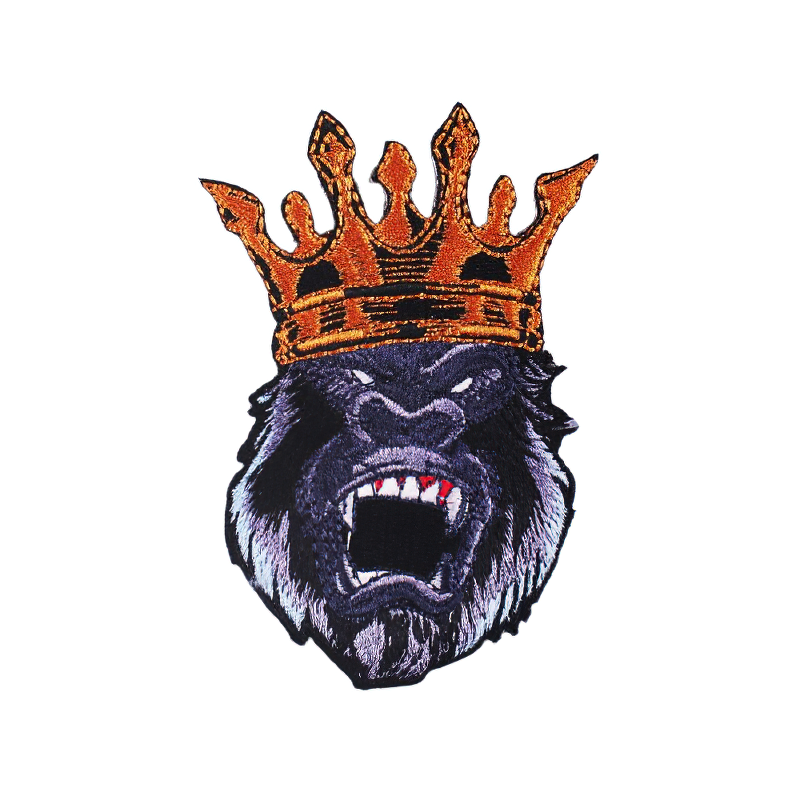 Patch Angry King Kong In A Crown / Unisex Fusible Accessory For Jackets and Bags - HARD'N'HEAVY