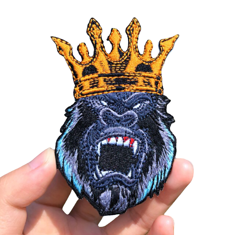 Patch Angry King Kong In A Crown / Unisex Fusible Accessory For Jackets and Bags - HARD'N'HEAVY