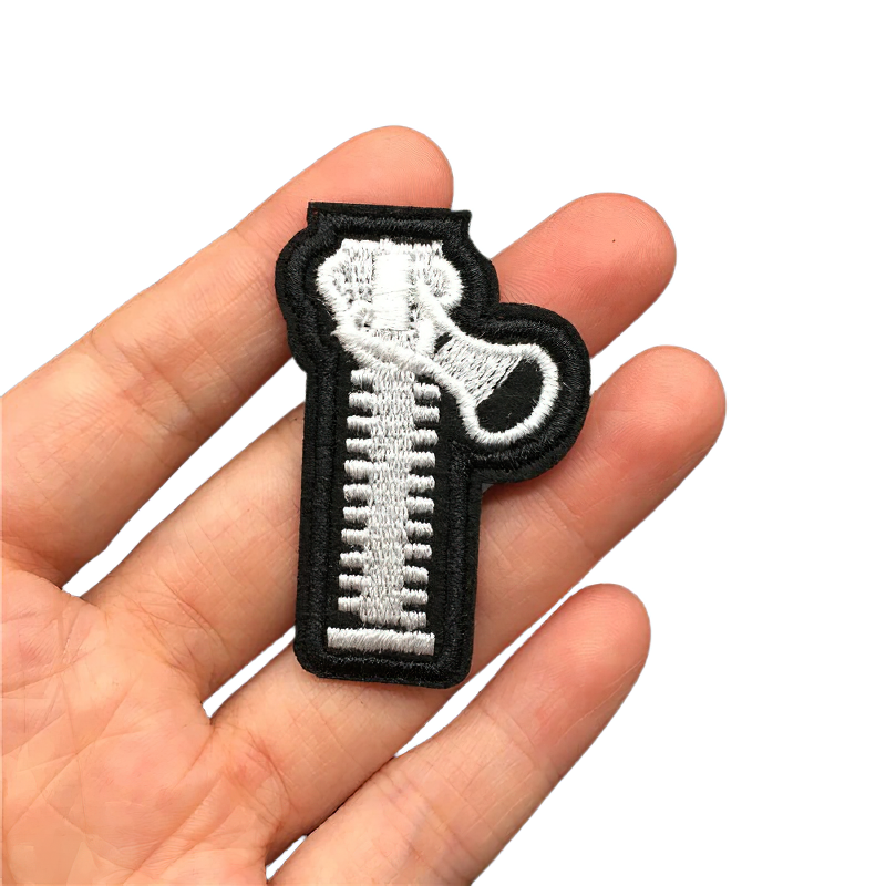 Gothic unisex patch shaped like a stylish zipper, perfect for decorating clothing and adding a trendy touch.