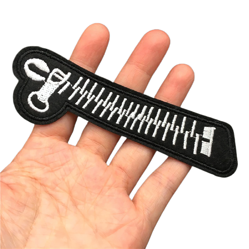 Gothic unisex patch shaped like a stylish zipper, perfect for casual clothing accessories.