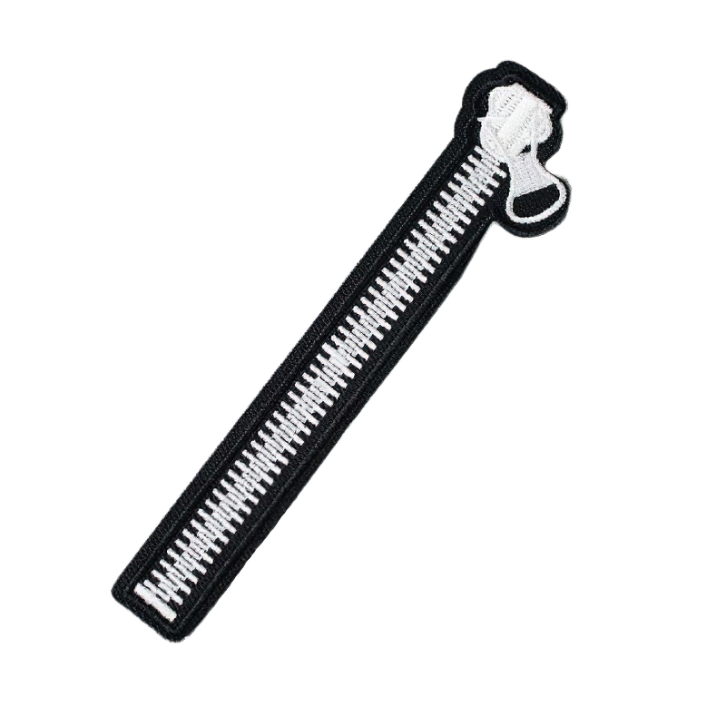 Gothic unisex patch shaped like a stylish zipper, perfect for casual clothing accessories.