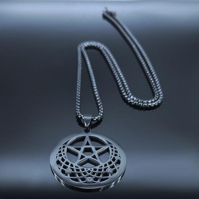 Pentagram Witchcraft Stainless Steel Choker Necklaces / Alternative Fashion Chain Jewelry - HARD'N'HEAVY