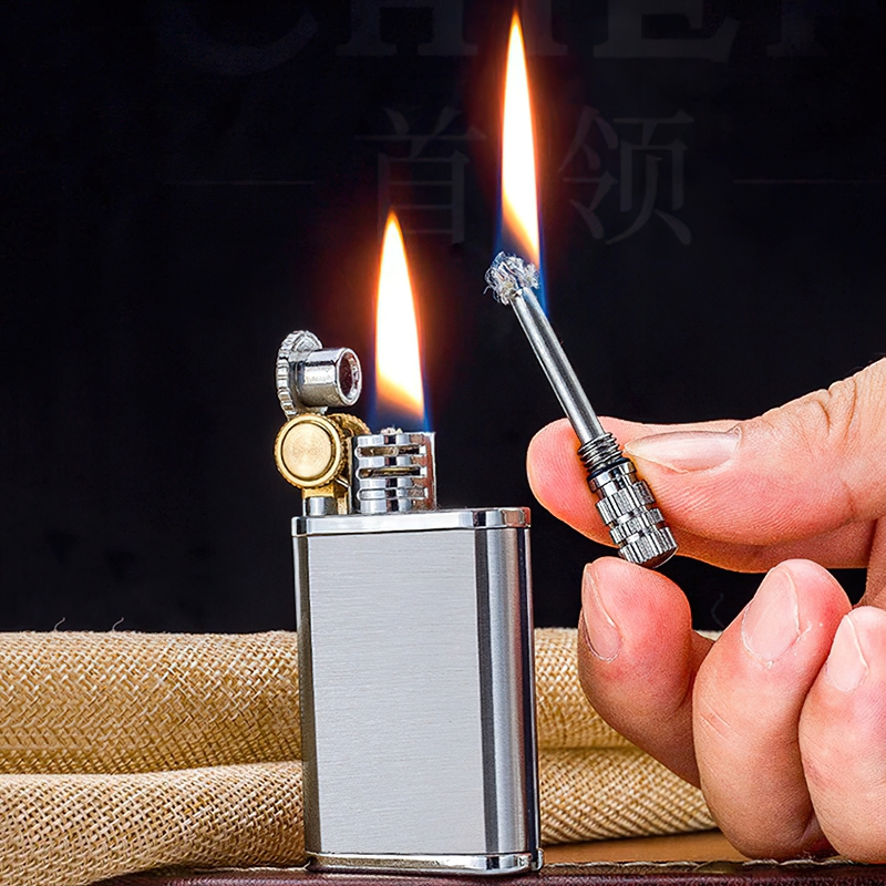 Classic kerosene oil lighter with dual flames, showcasing modern design and elegant functionality.