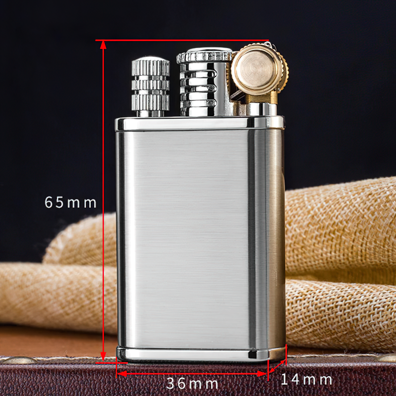 Sleek silver dual-purpose lighter designed for kerosene oil, showcasing modern elegance and classic functionality.