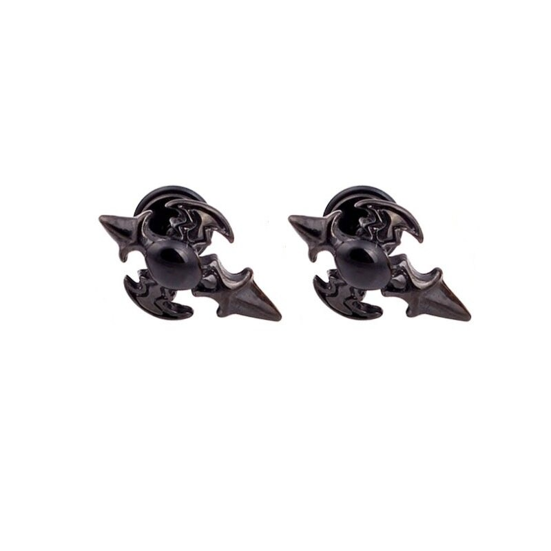 Cross design stud earrings in stainless steel, perfect for alternative fashion lovers to elevate any outfit.