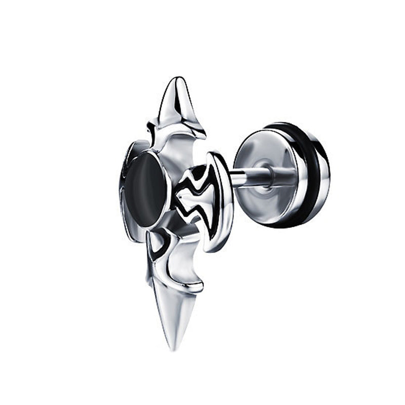 Personality Cross Design Stud Earrings / Stainless Steel Zirconia Jewelry in Alternative Fashion - HARD'N'HEAVY