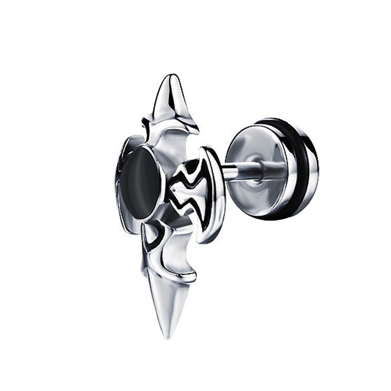 Stylish stainless steel cross design stud earring, perfect for alternative fashion lovers.