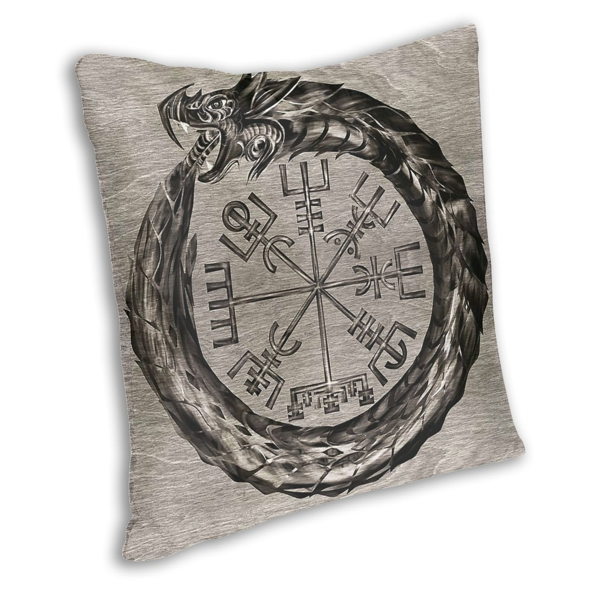 Vintage Vegvisir Viking pillow cover with double-sided printing, perfect for home decor or as a unique gift.