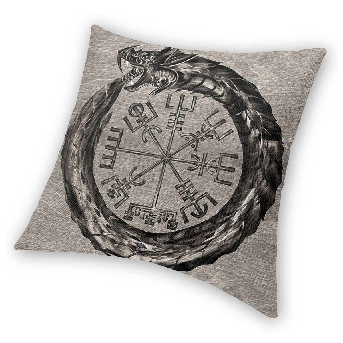 Vintage Vegvisir Viking pillow cover with unique print, perfect for home decor and gifts.