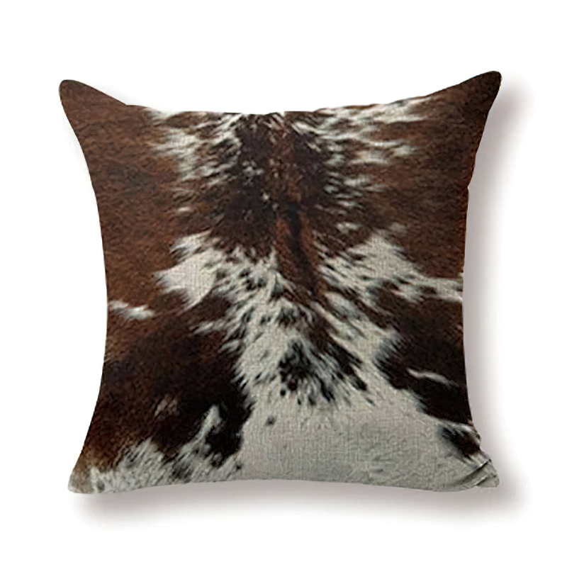 Cow fur pillowcase with trendy double-sided print for stylish home decor and sofa accents.