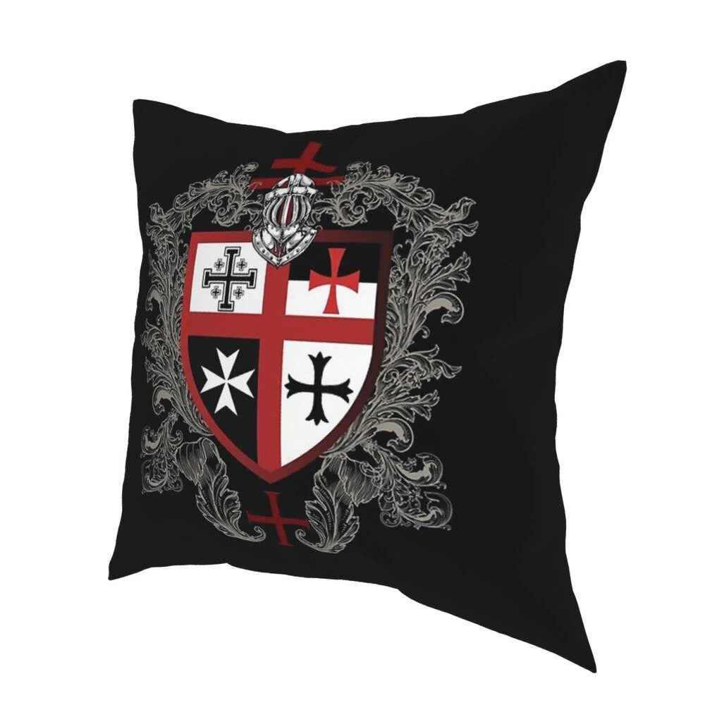 Decorative pillowcase with Knights Templar cross emblem and intricate design for stylish home decor.