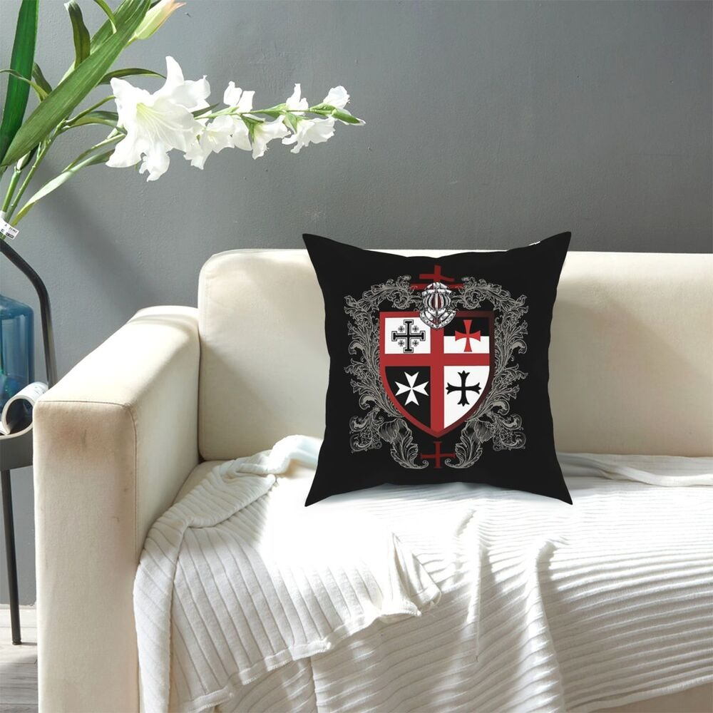 Decorative pillowcase with Knights Templar Cross emblem on a cozy sofa, adding style to your living room.