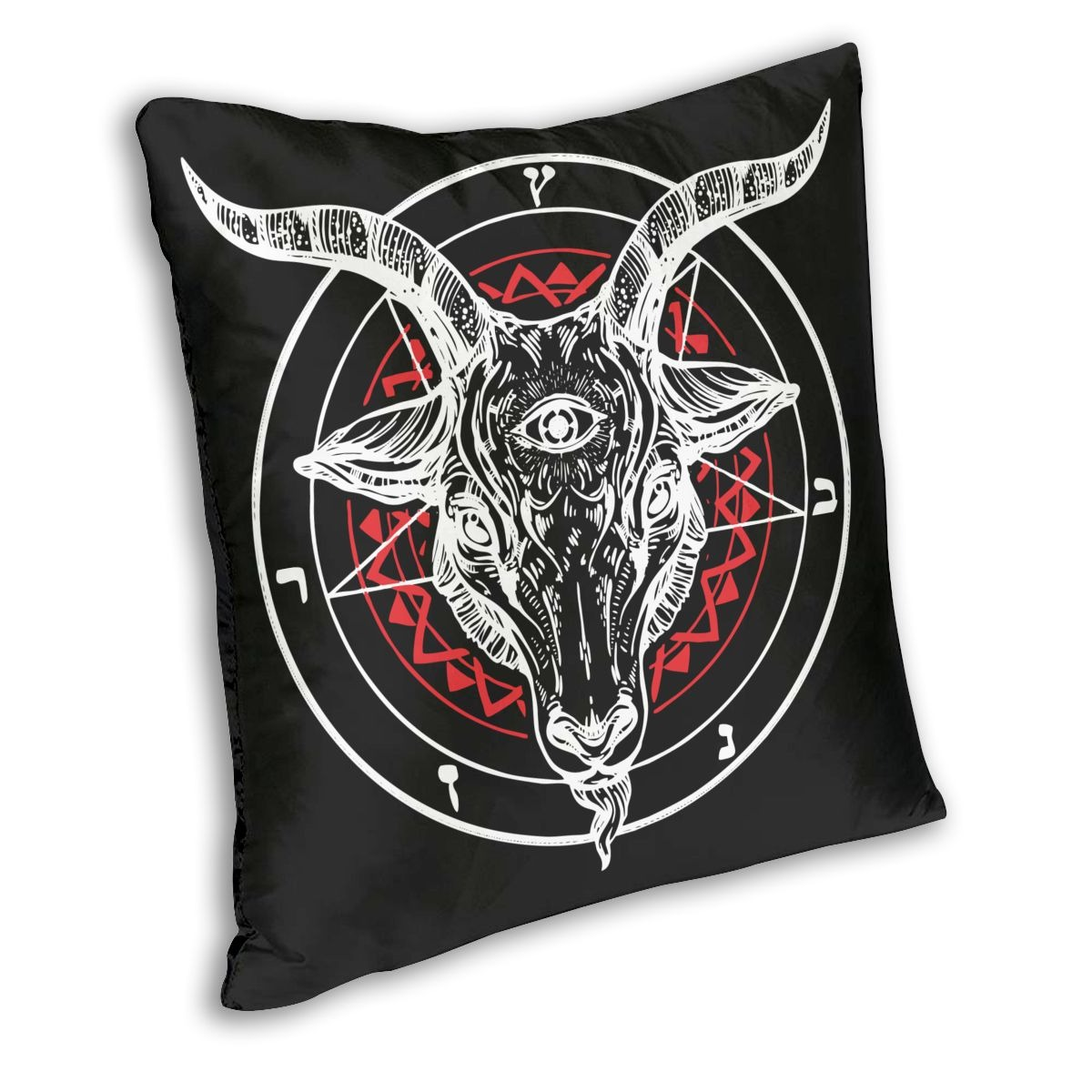 Gothic style pillow cover featuring a Satanic goat print, perfect for sofa or bed decoration.