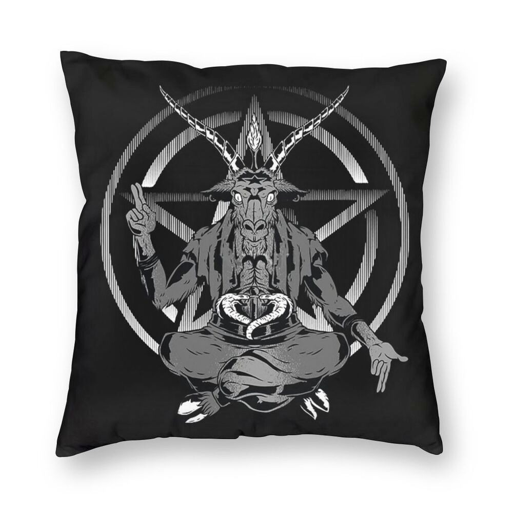 Gothic pillow cover featuring Satanic goat design, perfect for adding unique decor to your sofa.