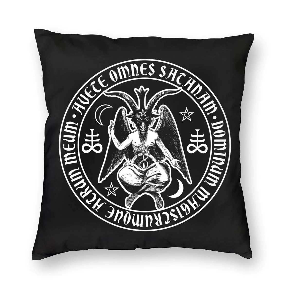Gothic pillow cover with satanic goat print, perfect for home decor and sofa styling.
