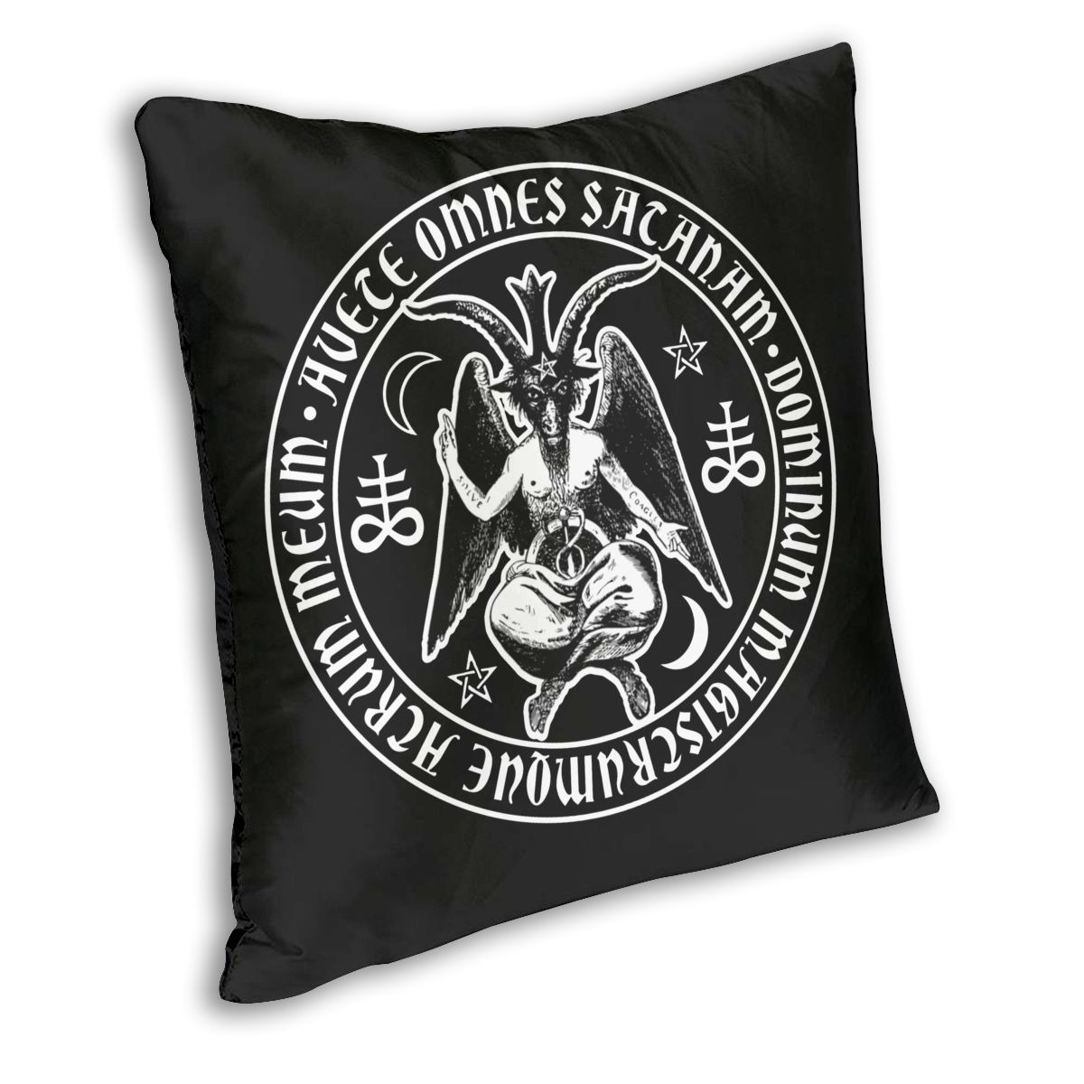 Gothic pillow cover featuring a Satanic goat print, perfect for home decor with a bold statement.