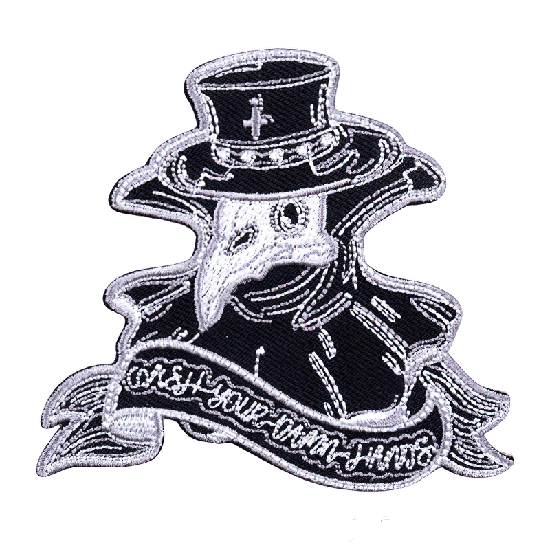 Stylish Plague Doctor patch for clothing, unisex accessory with intricate embroidery and trendy design.
