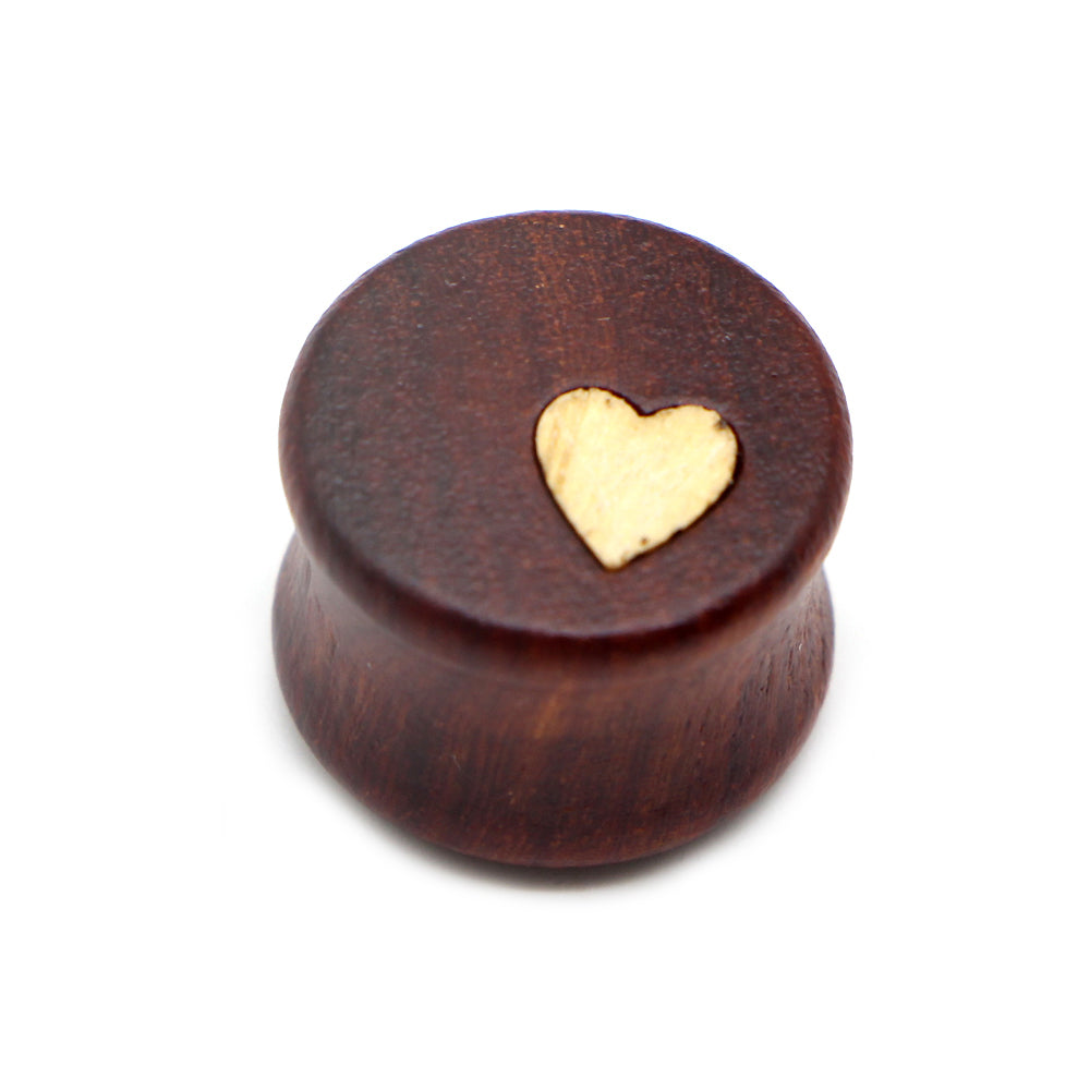 Wood plugs and tunnels earring stretcher with heart design for body piercing fashion.