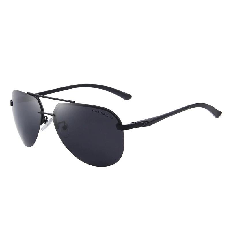 Polarized aluminum alloy sunglasses with mirrored anti-reflective lenses in alternative fashion style.