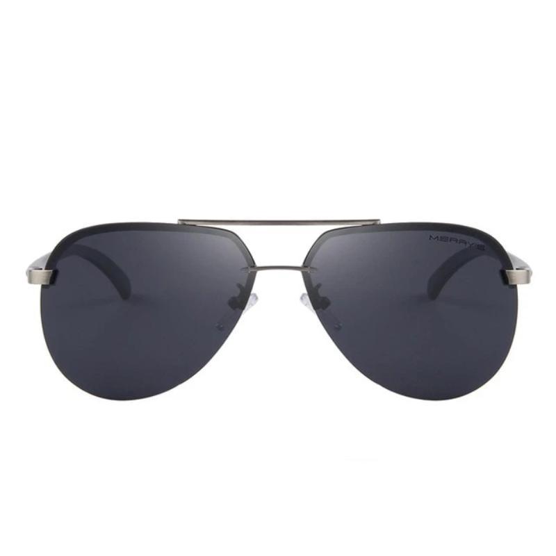 Polarized aluminum alloy frame sunglasses with mirrored anti-reflective lenses in alternative fashion style.