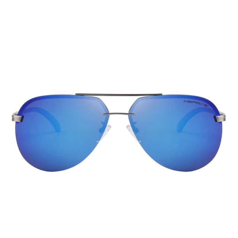 Stylish polarized aluminum sunglasses with blue mirrored lenses, perfect for alternative fashion looks.