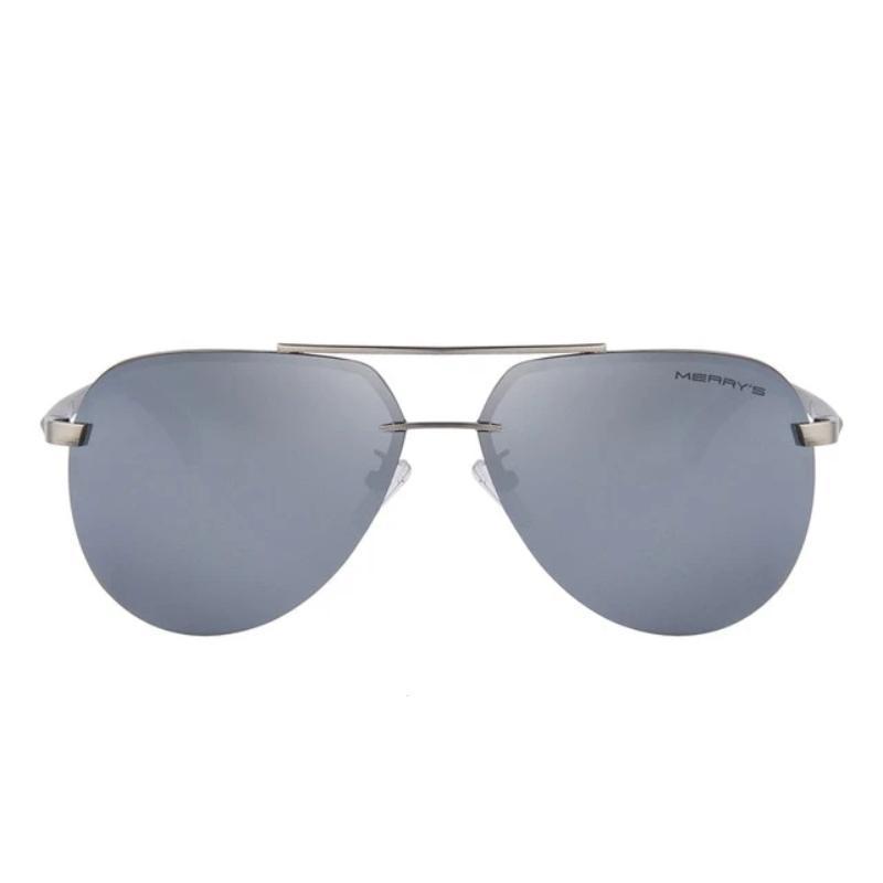 Polarized aluminum alloy frame sunglasses with mirrored lenses in alternative fashion style, perfect for rock or goth looks.