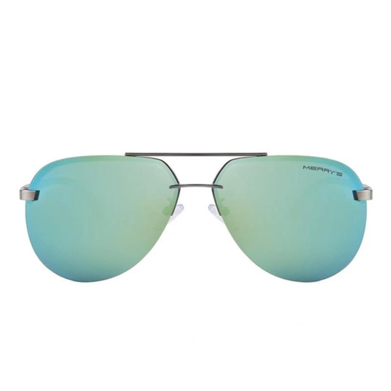 Stylish polarized aluminum alloy sunglasses with green mirrored lenses, perfect for alternative fashion enthusiasts.