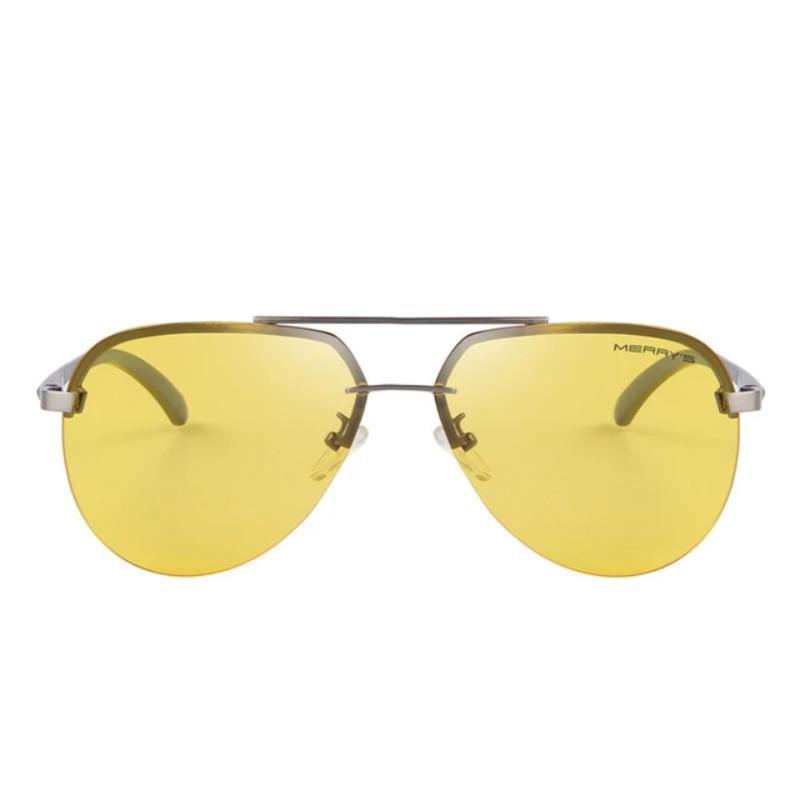 Stylish polarized aluminum frame sunglasses with yellow mirrored lenses for alternative fashion enthusiasts.