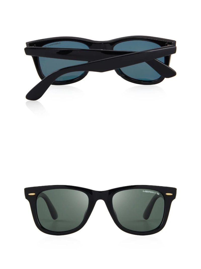 Classic retro polarized sunglasses with mirrored lenses, featuring a square shape and 100% UV protection.