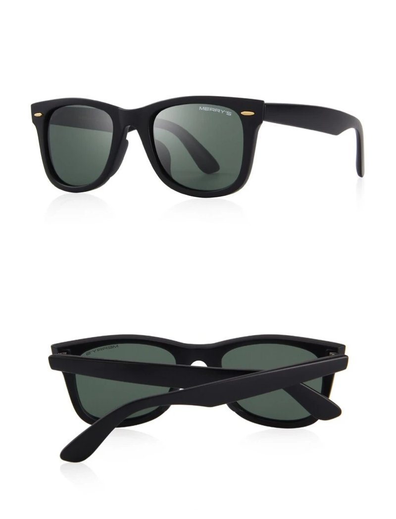 Classic retro polarized sunglasses with 100% UV protection, square shape and mirrored lenses, perfect for summer outfits.