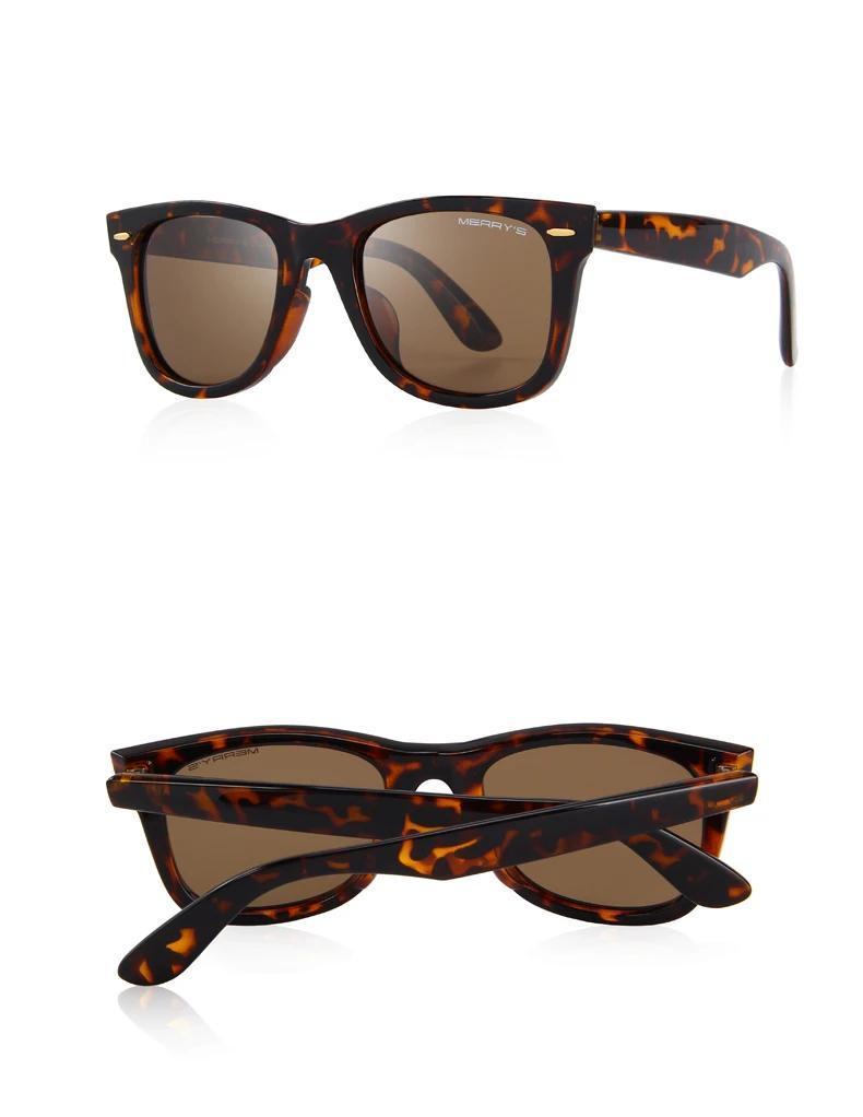 Classic retro polarized sunglasses with tortoiseshell design, 100% UV protection and square shape for unisex style.