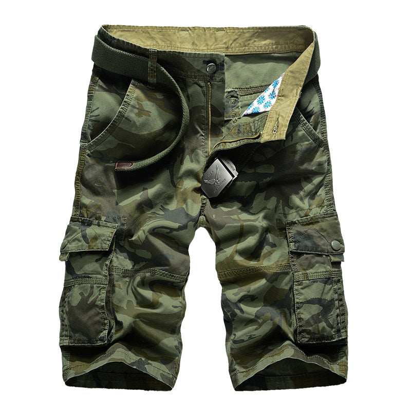 Stylish military shorts for men in cool urban camo design, perfect for casual and concert outfits.
