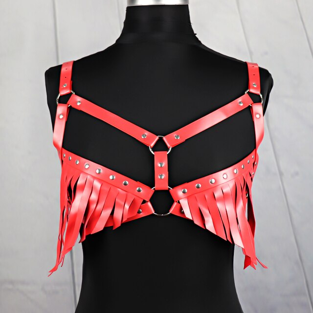 FULL OUTFIT - Red Lush(Bodysuit+Harness+Gloves) Rave clothes,rave