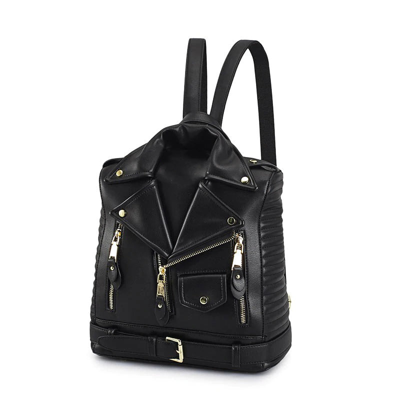 PU Leather Black Backpack 