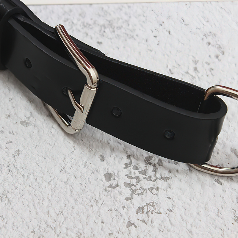 Pu Leather Black Thick Metal Chain Belt / Fashion Long Adjustable Women Belt - HARD'N'HEAVY