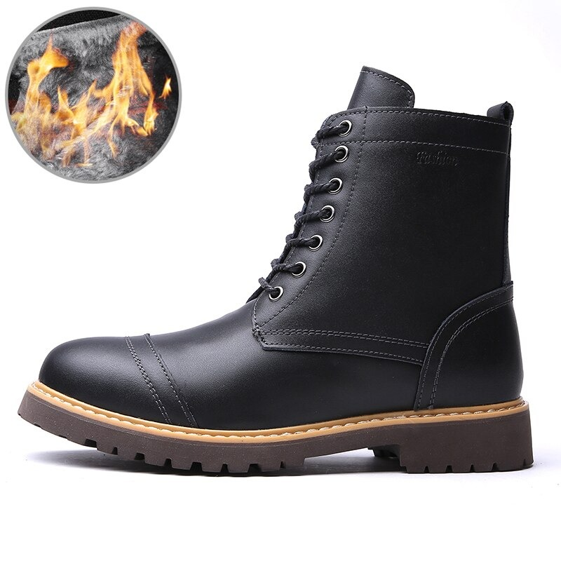 PU Leather Boots / Men Classics Rock Lace-Up Ankle Boots / Alternative Fashion Shoes - HARD'N'HEAVY