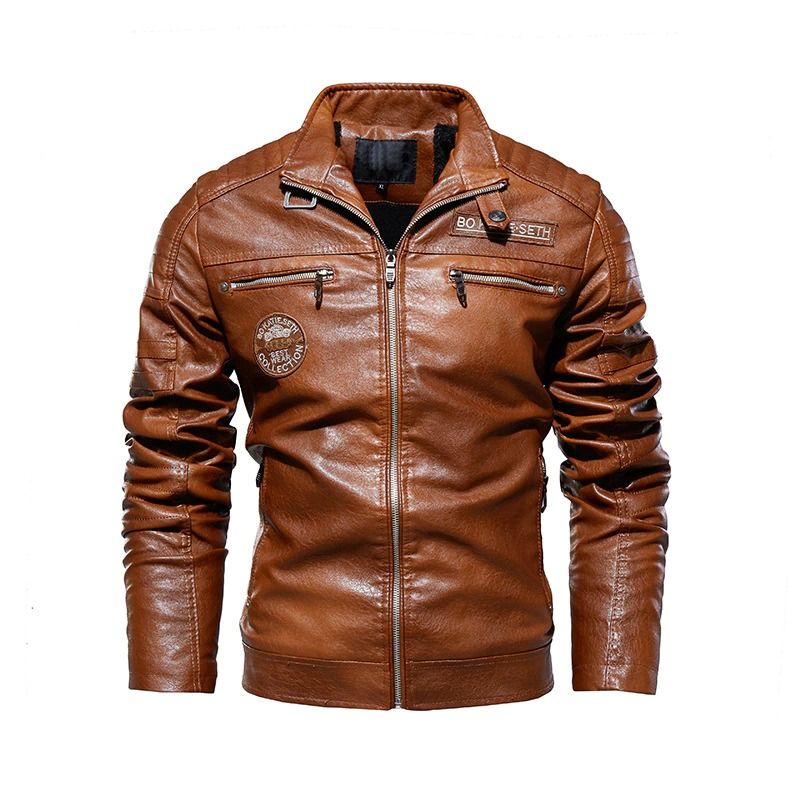 Pu Leather Men's Jacket with Zipper / Casual Motorcycle Clothing / Biker Male Jacket - HARD'N'HEAVY