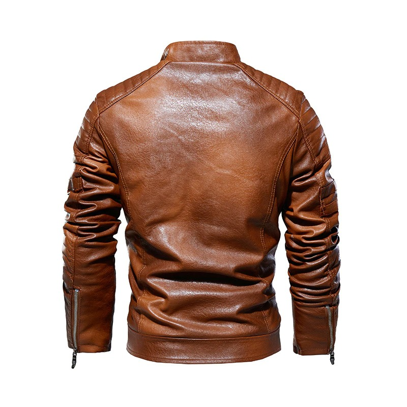 Pu Leather Men's Jacket with Zipper / Casual Motorcycle Clothing / Biker Male Jacket - HARD'N'HEAVY